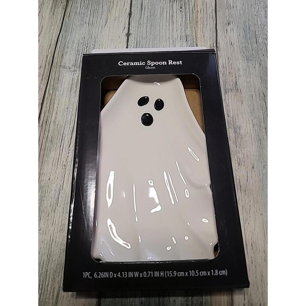 Way To Celebrate Ceramic Halloween White Ghost Spoon Rest Spooky, New - Picture 2 of 6